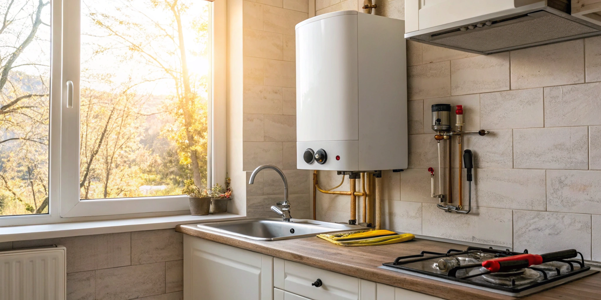 A new water heater installation, a primary factor in the total cost.