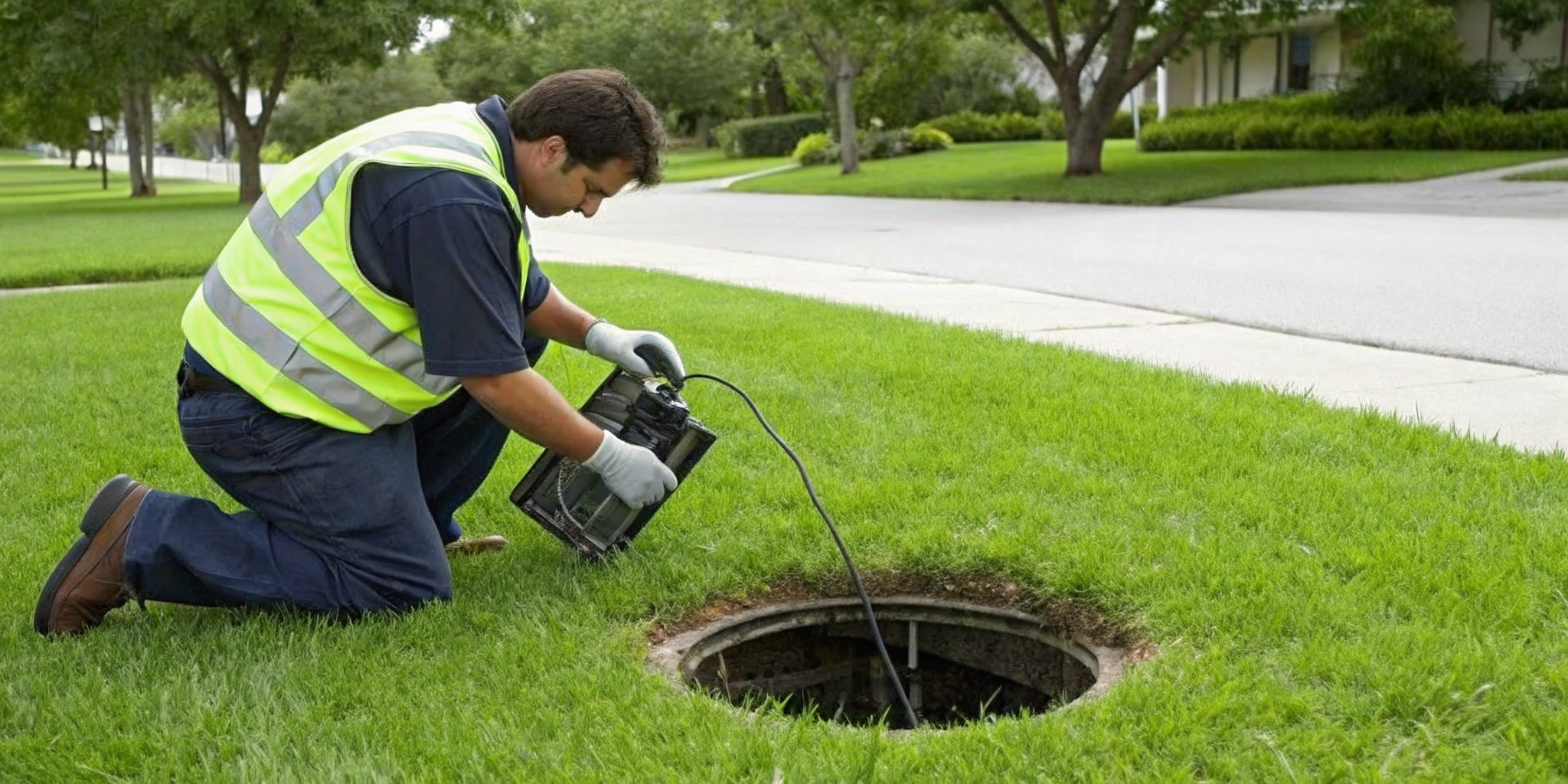 Plumber uses a camera for a sewer line inspection to determine the final cost.