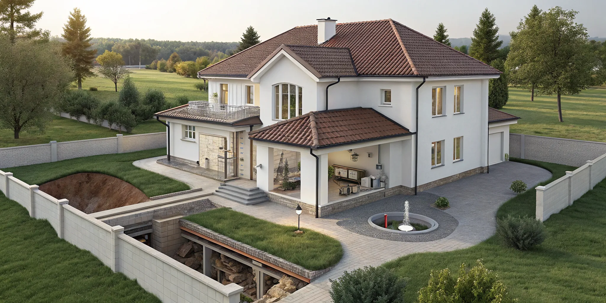 A cracked foundation and a lush green lawn patch are common signs of a broken sewer line.