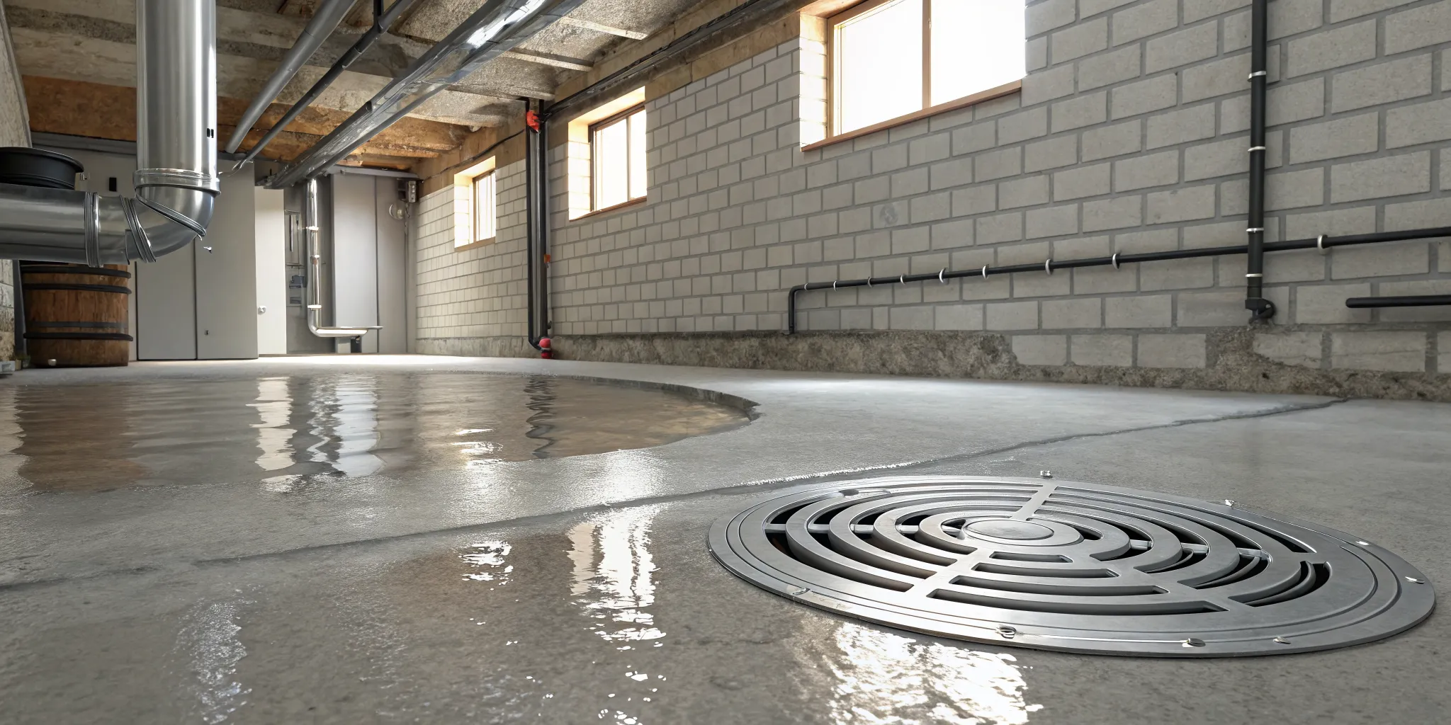Basement drain backing up with water when flushing the toilet.