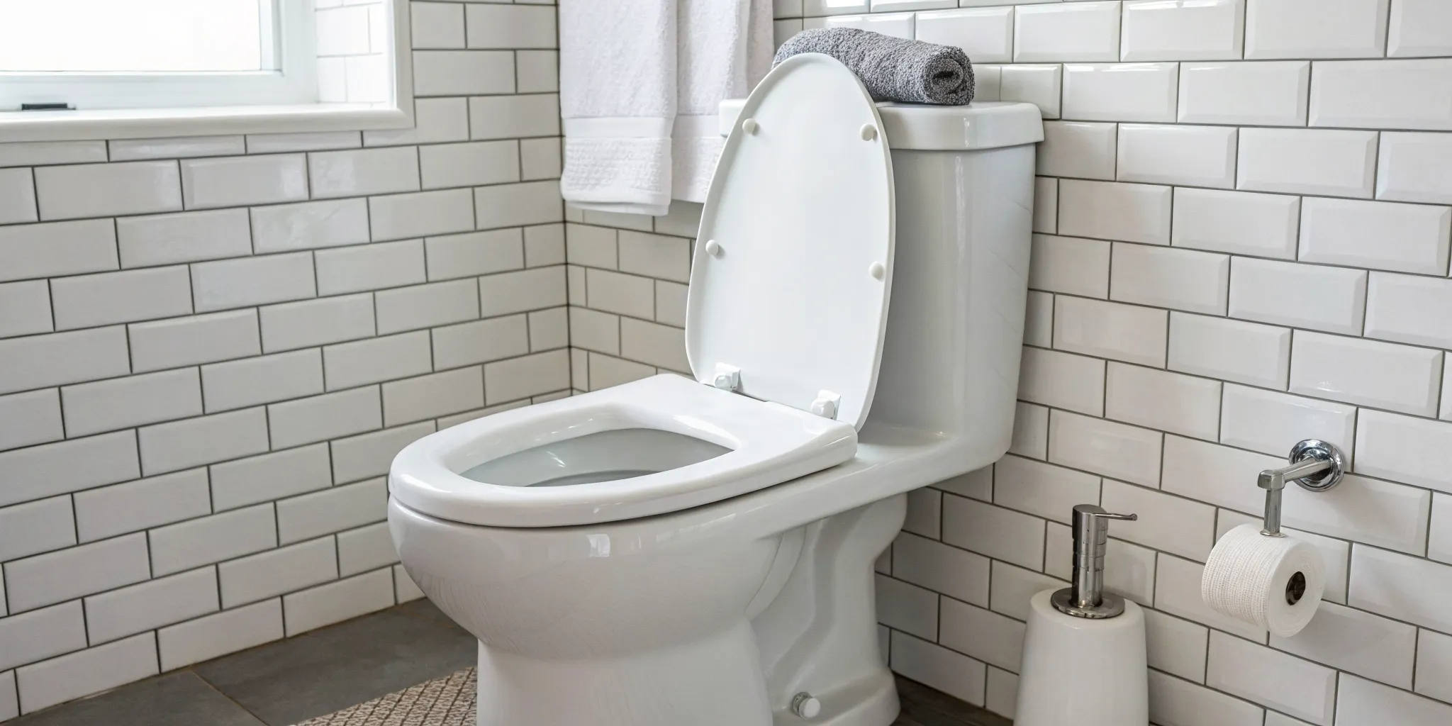 A push button toilet that keeps running after the flush.