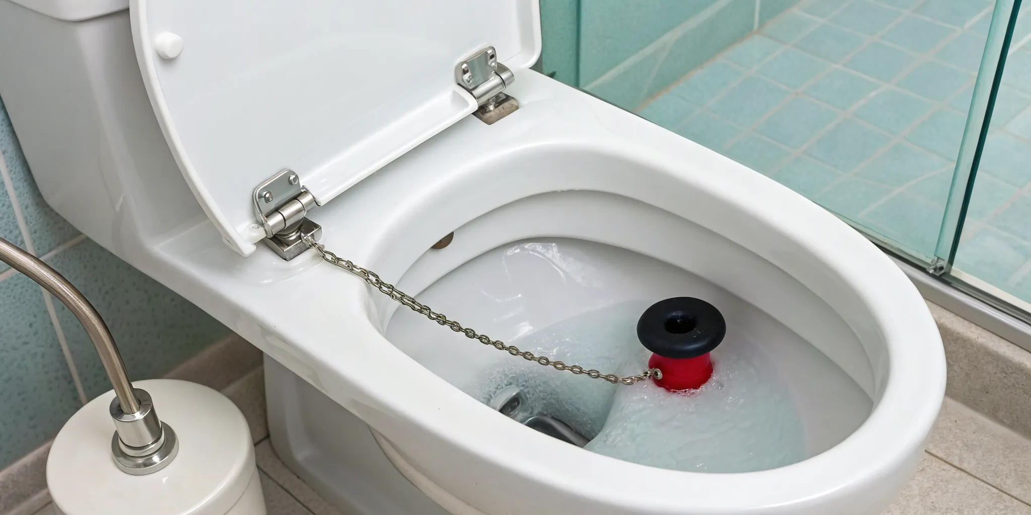 The internal parts of a toilet tank, the focus of a DIY running toilet repair.