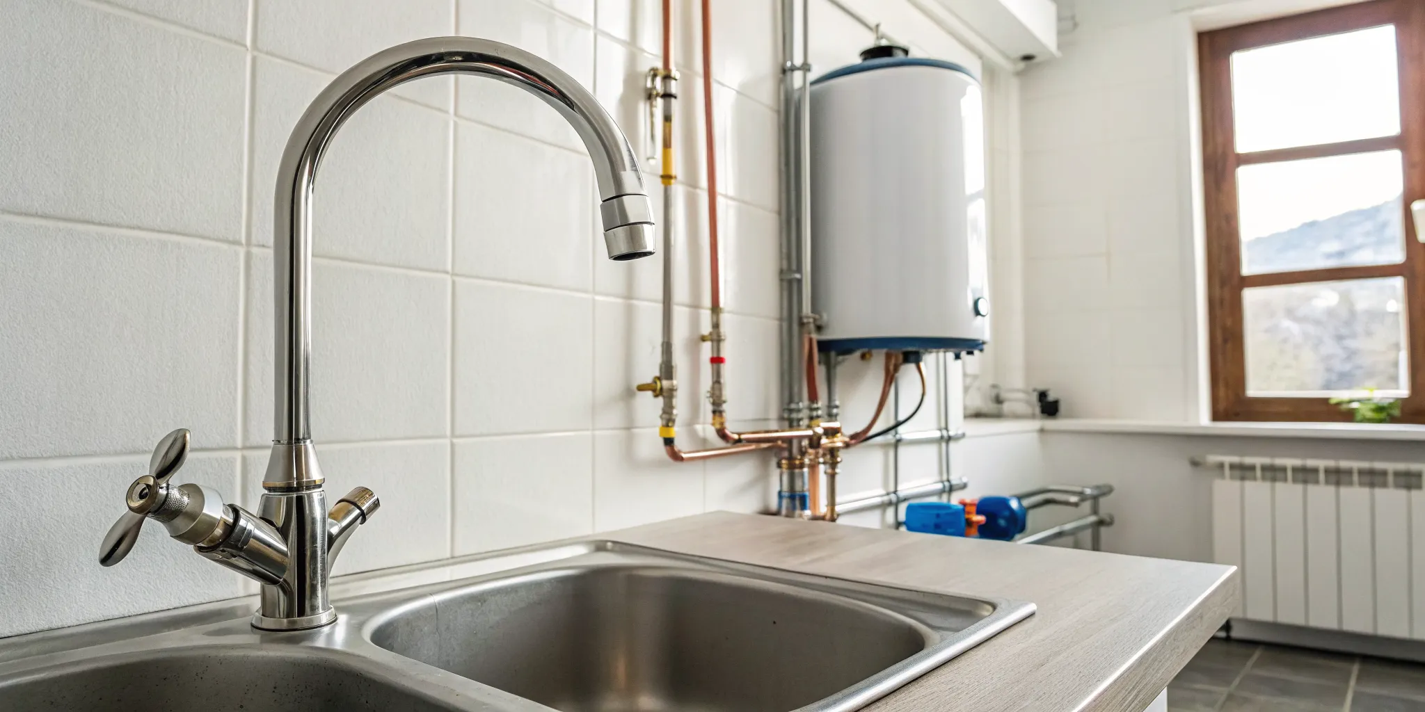 Kitchen faucet with low water pressure after a new hot water heater installation.