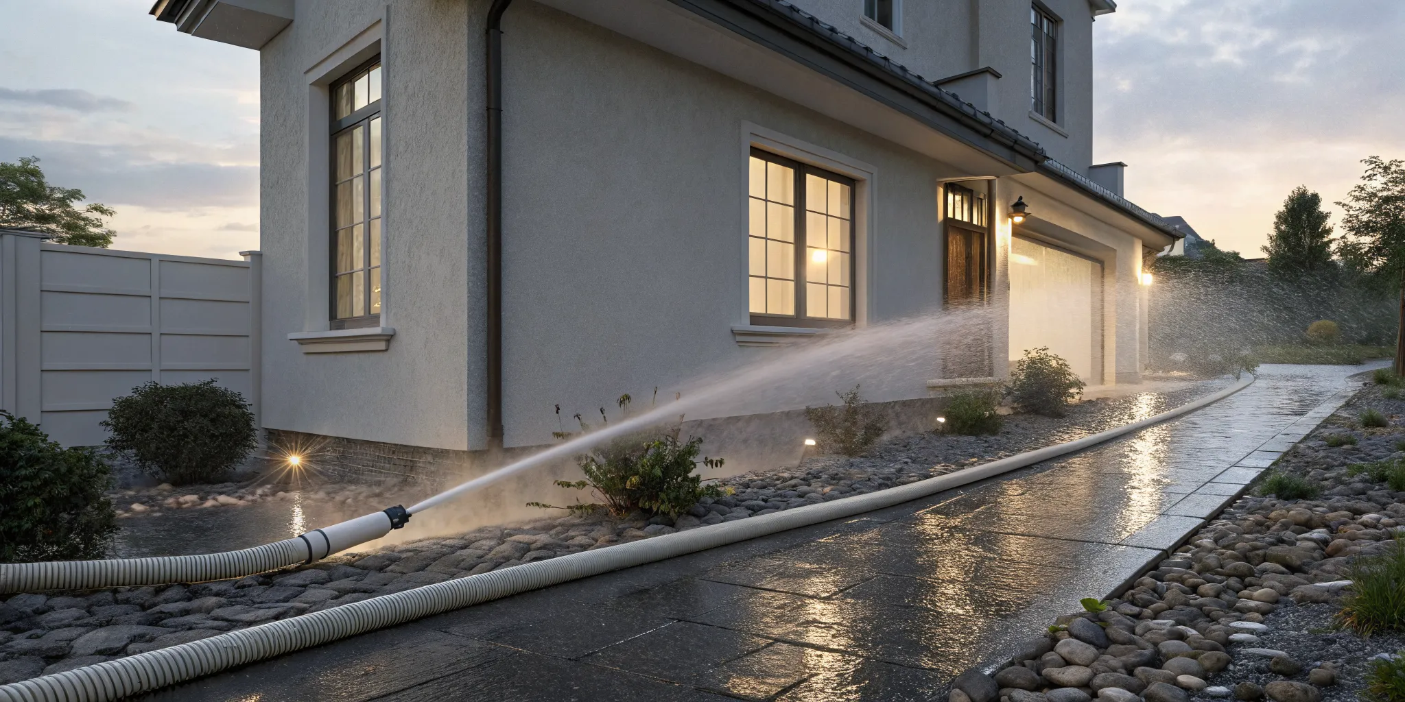 Hydrojetting drain cleaning clears a stubborn clog from a home's main drain pipe.