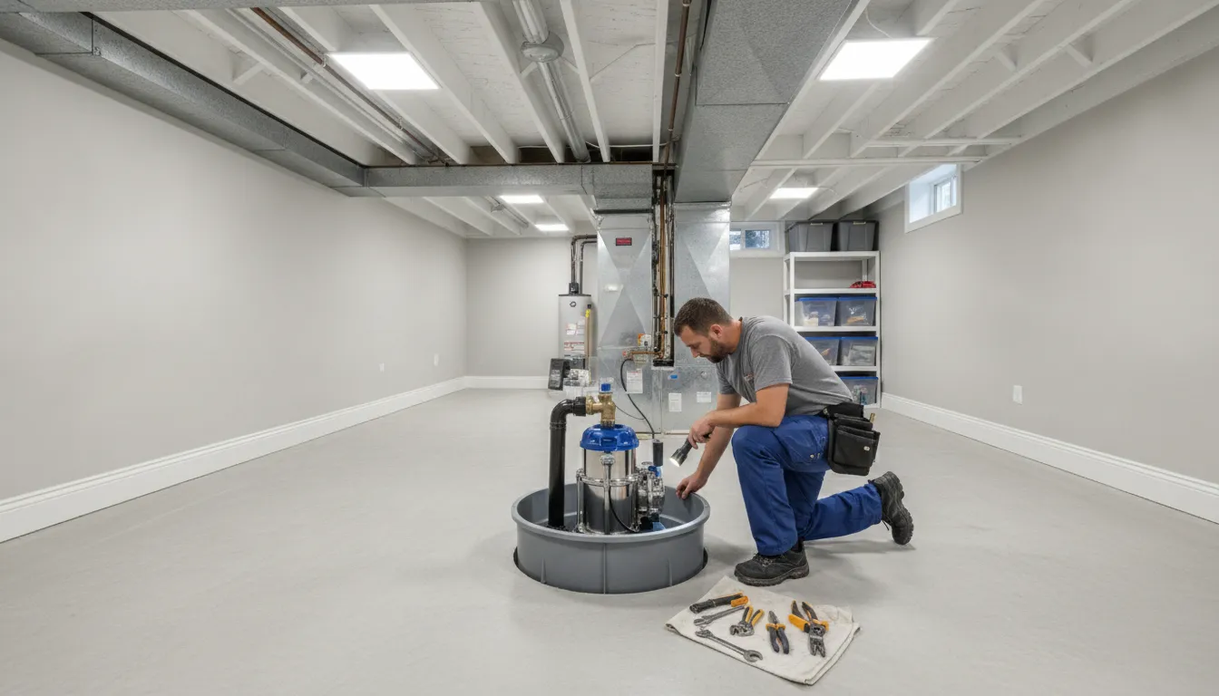 Cost to install sump pump professionally in a basement