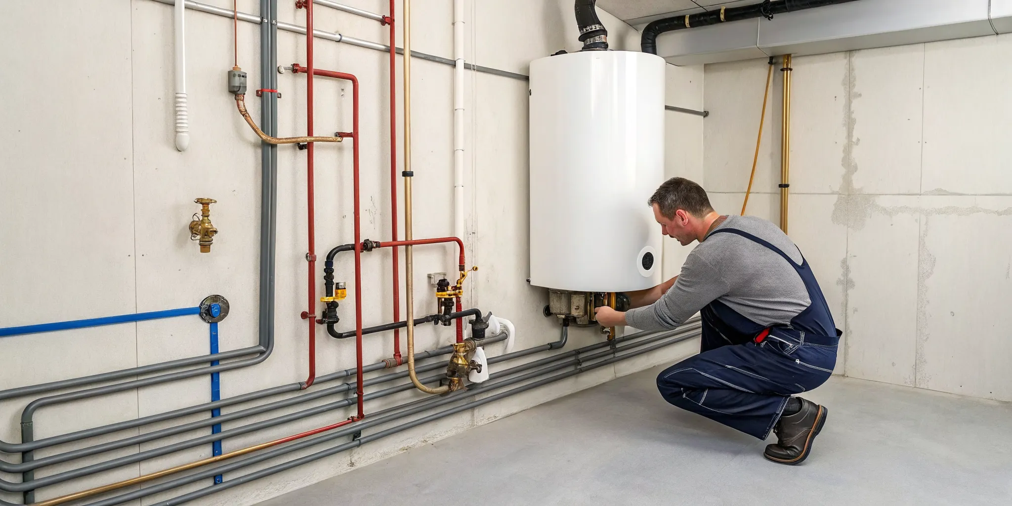 Professional tankless water heater installation in a Rochester Hills, MI home.