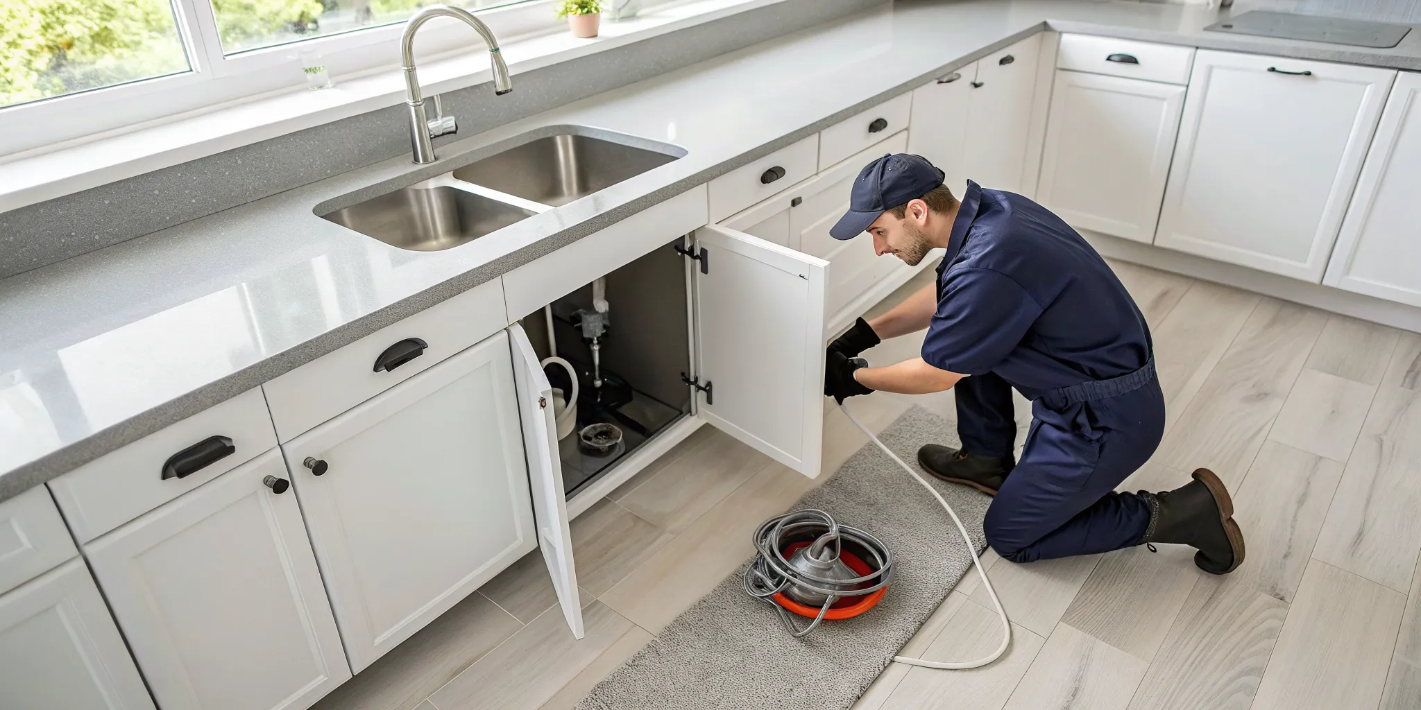 Professional drain cleaning for a clogged kitchen sink in Royal Oak, MI.