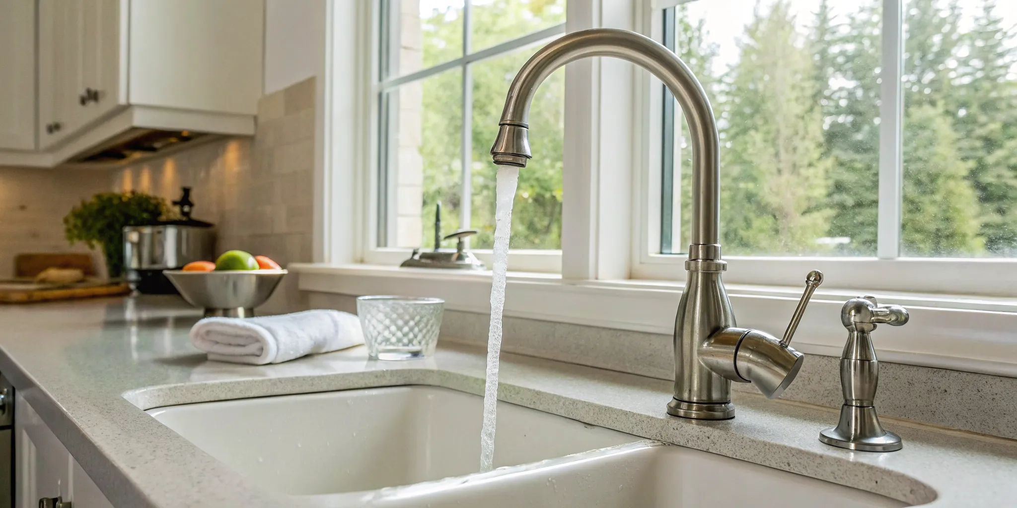 Modern kitchen faucet needing repair in West Bloomfield, MI.