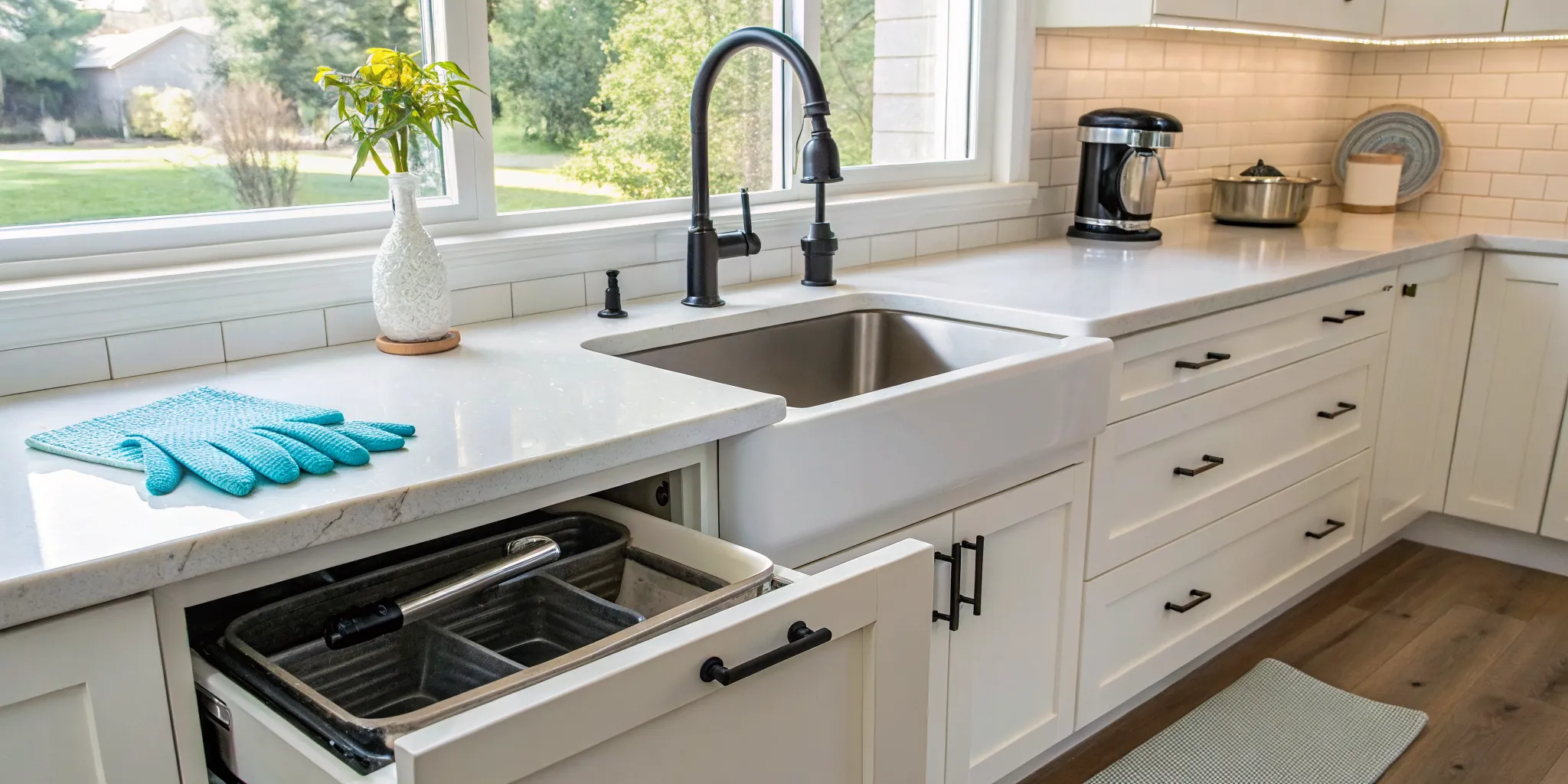 Garbage disposal repair in Royal Oak, MI, showing a unit under a kitchen sink.