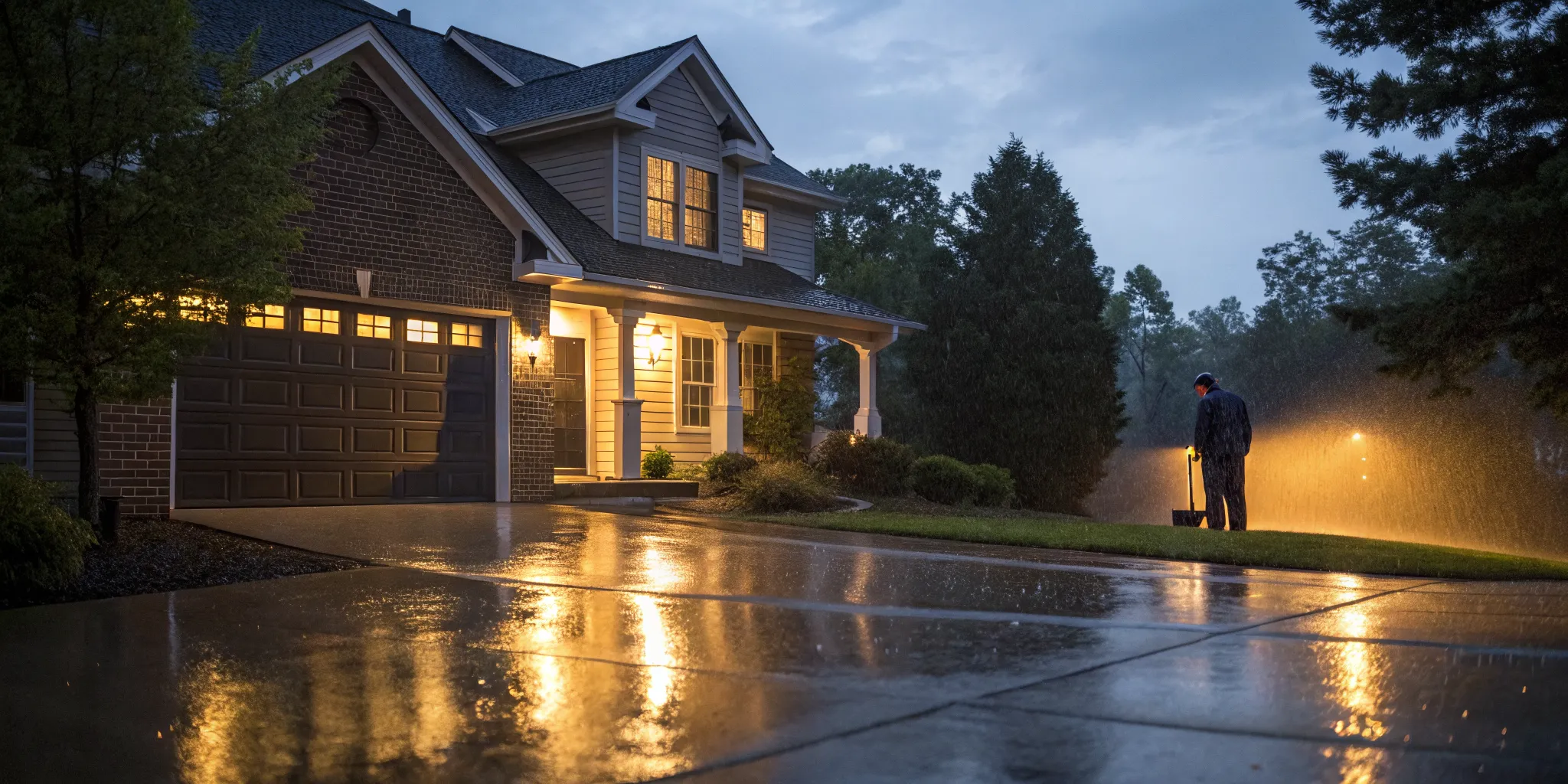 A 24 hour plumber in Madison Heights, MI responds to an emergency call on a rainy night.