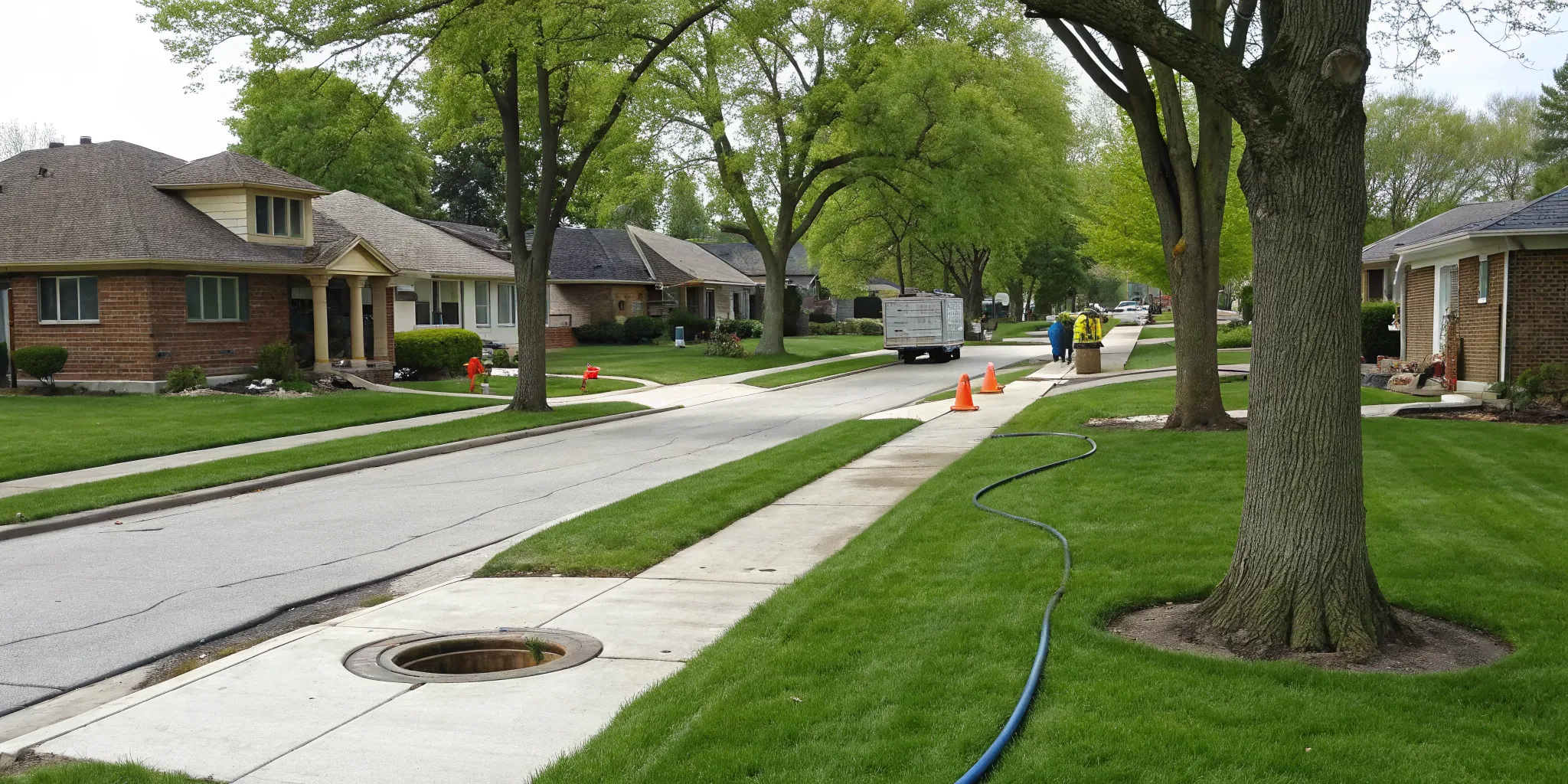 No-dig trenchless sewer repair in Royal Oak, MI, keeping a home's lawn and landscaping intact.
