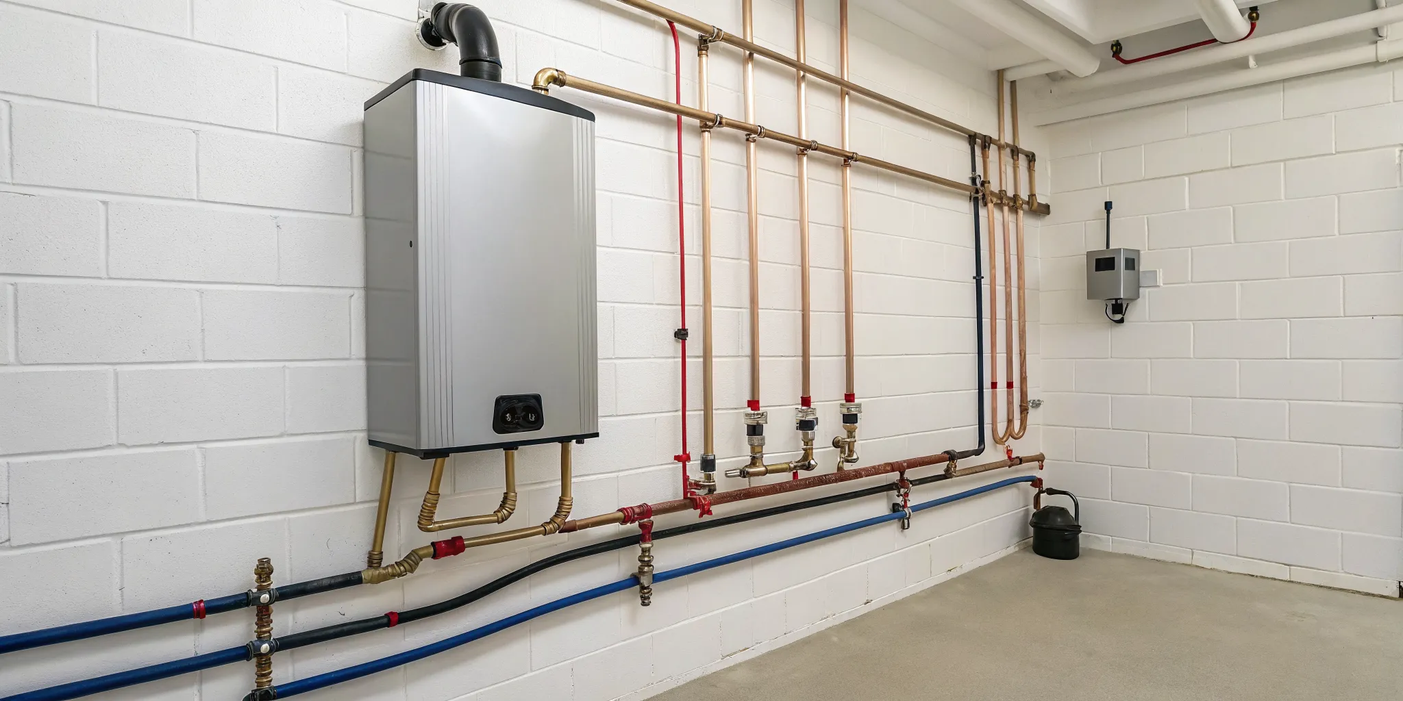 Tankless water heater installation with copper piping in Novi, MI.