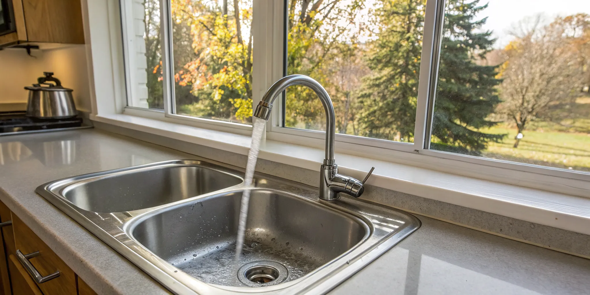 Clogged drain in a kitchen sink requires a plumber in Troy, MI.