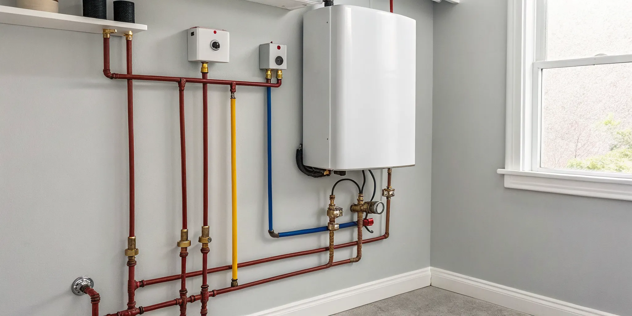 Tankless water heater installation in a Birmingham, MI home.