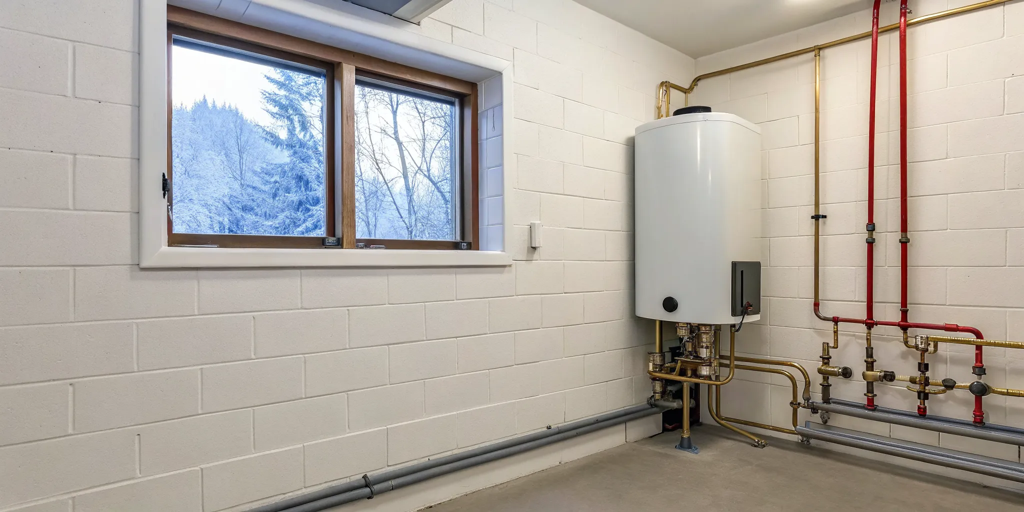 A new tankless water heater installed with clean piping in a Pontiac, MI home.